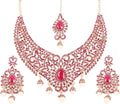 Touchstone Indian jewelry sets for women tikka wedding necklace costume guest statement bollywood rhinestones crystal faux pearls gold big royal neck piece set bridal fashion accessories