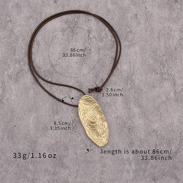 Women's Leather Long Necklace Bohemian Style Circle Retro Pendant Necklace Women's Jewelry