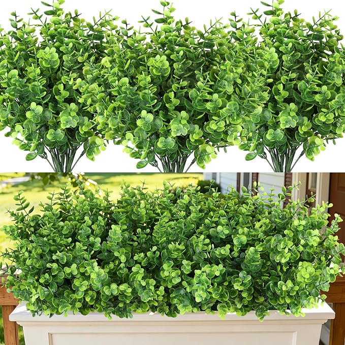 Artificial Greenery Eucalyptus Boxwood, Faux Outdoor Plants, Hanging Baskets - Image 5