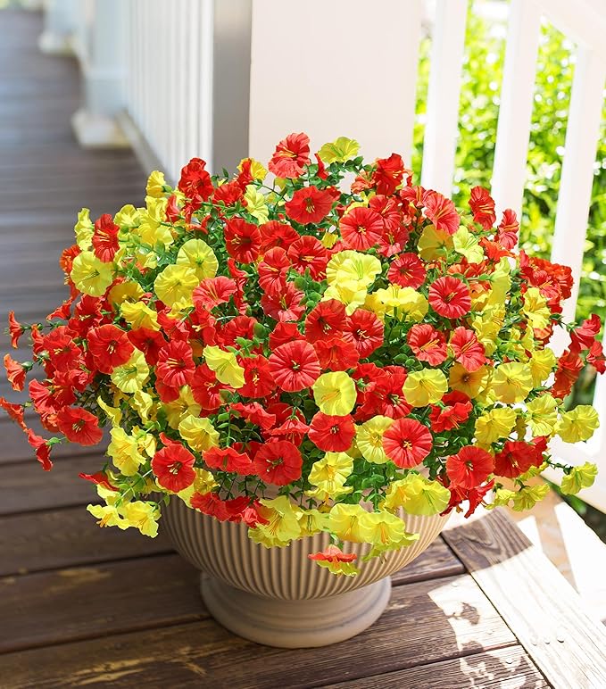 Artificial Flowers for Outdoors Fake Plants Outside Decoration, 12 Bundles Silk by HyeFloraartificialflowers