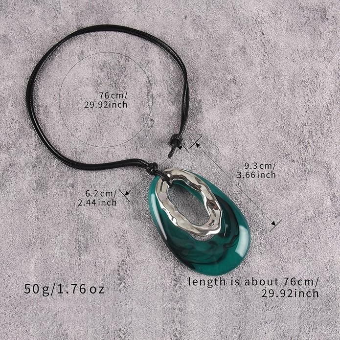 Boho Leather Necklace Women Bohemian Brown Circle Pendant Necklace Choker Long Necklaces for Women Boho Ring Large Pendant