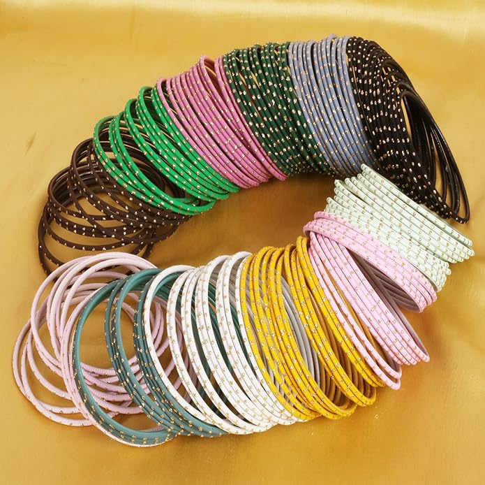 Touchstone indian bangles bracelets for women colorful churiyan set return gifts jewelry chudiya bulk pack bollywood metal bangle sets 12 textured vintage colors. Set of 144