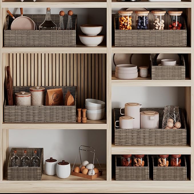 Pantry Baskets for Organizing, Wicker Basket Shelf Storage | Handwoven Pantry - Image 4