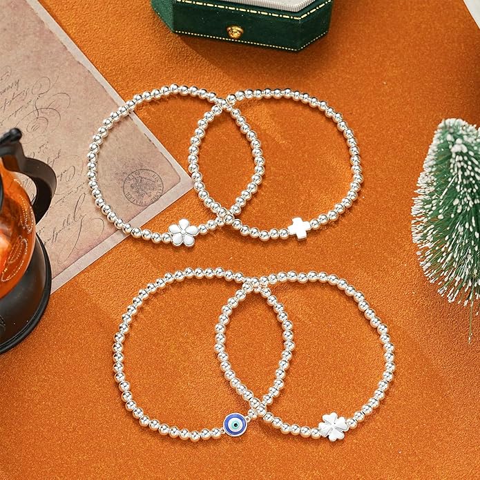 Gold Bracelets for Women 14K Gold Beaded Bracelets Stackable Bracelets for Women Gold Charm Bracelet Non Tarnish Gold Jewelry for Women Trendy