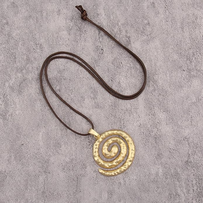 Women's Leather Long Necklace Bohemian Style Circle Retro Pendant Necklace Women's Jewelry