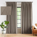 Kayne Studio Mocha Tan Velvet Pinch Pleated Back Tab Curtains 95 Inch Long | by KayneStudio