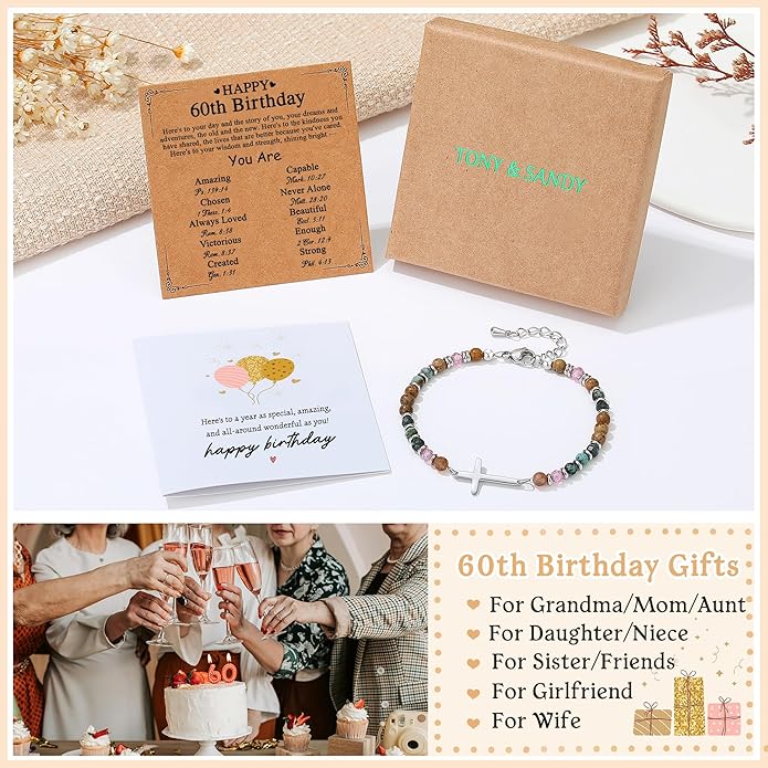 TONY & SANDY Christian Cross Bracelet for Women, Valentine's Day Gifts for Her, Confirmation Baptism Easter Gifts, Unique Gift for Friends Daughter Mom Sister in Christ Birthday Christmas