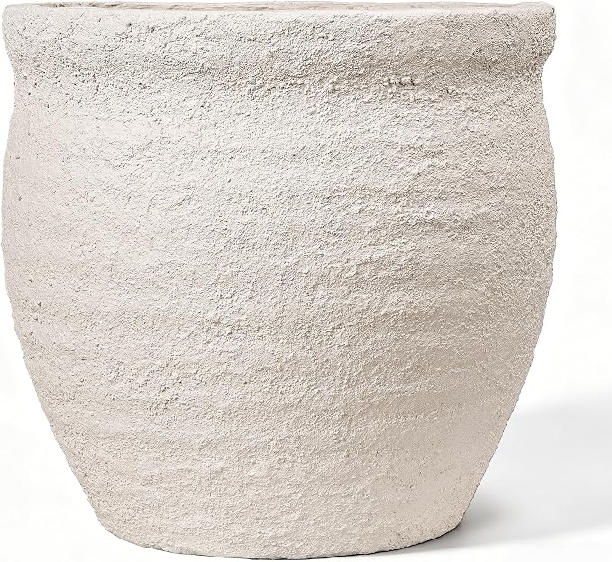 9" Dia Fiberstone Planter – Modern Farmhouse Indoor/Outdoor Flower Pot by HaispringArtificialTree