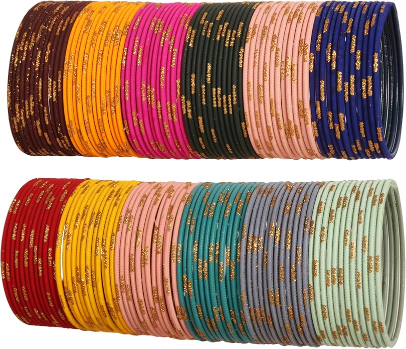 Touchstone indian bangles bracelets for women colorful churiyan set return gifts jewelry chudiya bulk pack bollywood metal bangle sets 12 textured vintage colors. Set of 144