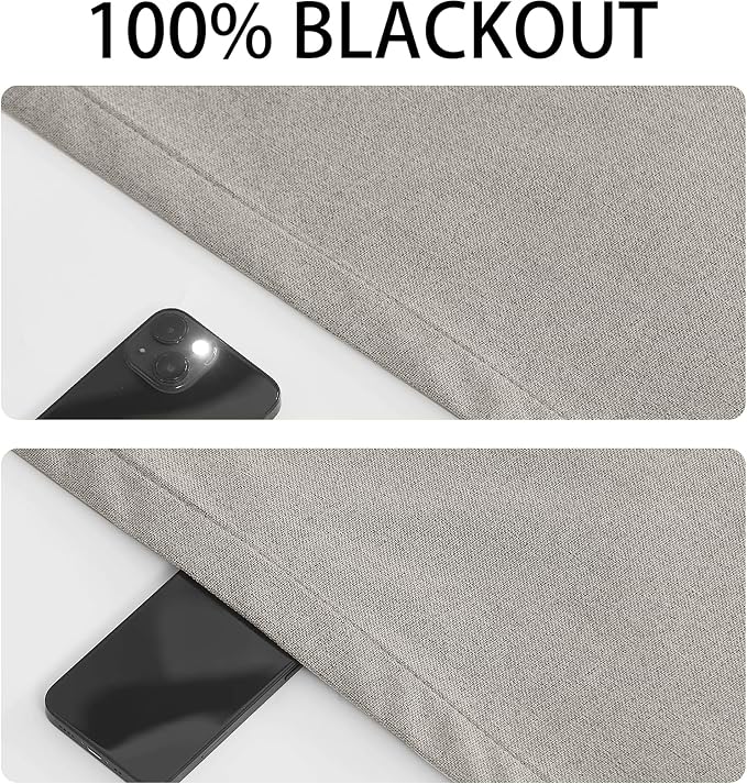 RYB HOME Linen Door Curtain 100% Blackout French Door Blinds - Image 2