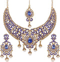 Touchstone Indian jewelry sets for women tikka wedding necklace costume guest statement bollywood rhinestones crystal faux pearls gold big royal neck piece set bridal fashion accessories