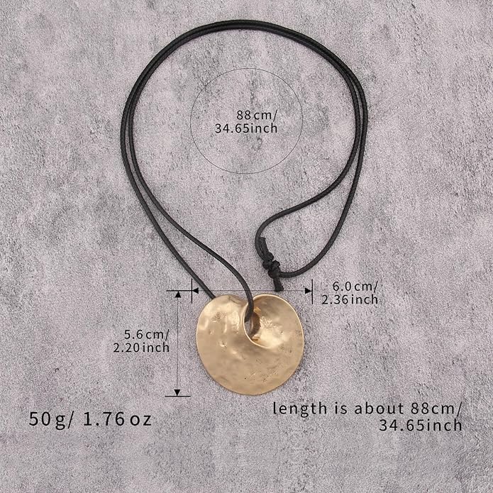 Women's Leather Long Necklace Bohemian Style Circle Retro Pendant Necklace Women's Jewelry