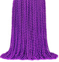 ZYFLSQ 100 Pcs 33" 7mm Metallic Purple Beads Necklaces, Bulk Mardi Gras Beaded Necklaces, Party Beads Costume Necklaces (Purple)