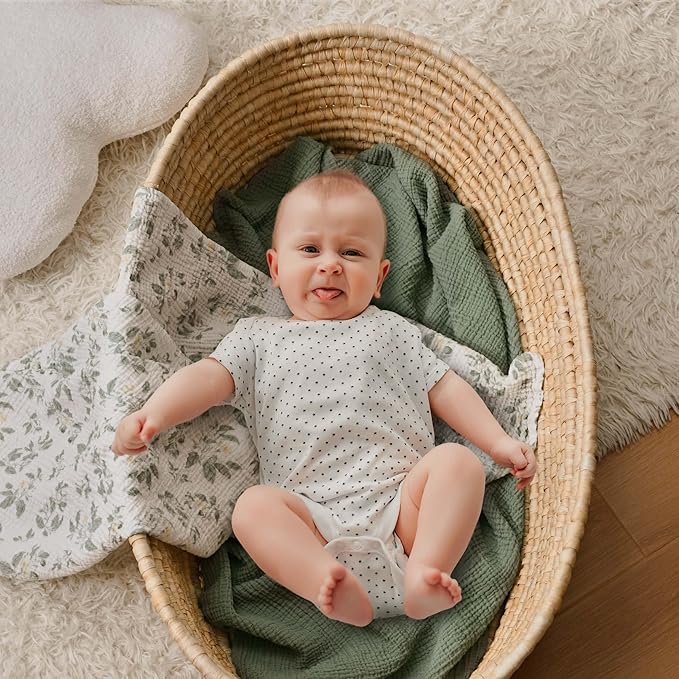 GLLQUEN BABY Muslin Swaddle Blankets,3-Pack Receiving Blanket for Newborn Boys and Girls,Baby Swaddle Blanket Unisex,Osmanthus Fragrance,Baby Essentials, Registry & Gift, 40 x 38 inches