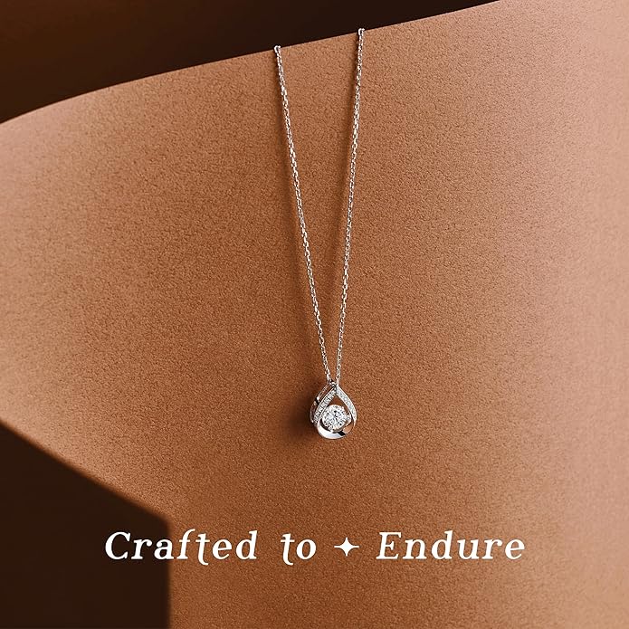 ARINZA Moissanite Necklace for Women, 1 Ct 925 Sterling Silver Dancing Diamond Pendant, 18+2 Inch Chain, Valentine’s Day Christmas Gift for Her, Wife, Mom, Anniversary, Birthday