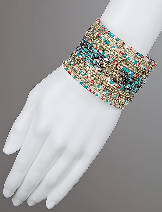 SPUNKYsoul Cuff Bracelets for Women Collection - Adjustable, Stylish Boho Inspired Beaded Bracelets, Trendy Stackable Beads, Ideal for Everyday Wear & Special Occasions