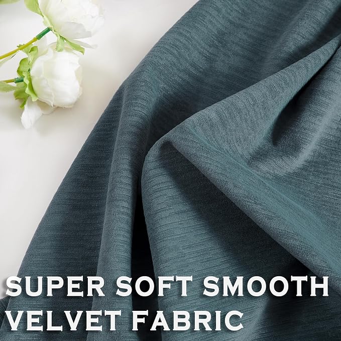 Kayne Studio Storm Blue Soft Velvet Pinch Pleated Curtains 120 Inches Long | - Image 5