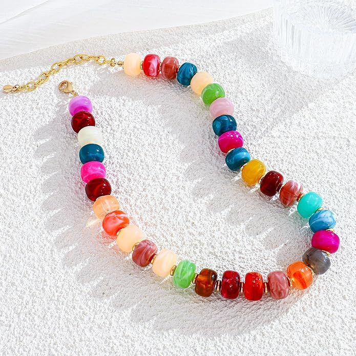 LILIE&WHITE Resin Chunky Beaded Necklace for Women Minimalistic Modern Statement Necklace Jewelry Accessories