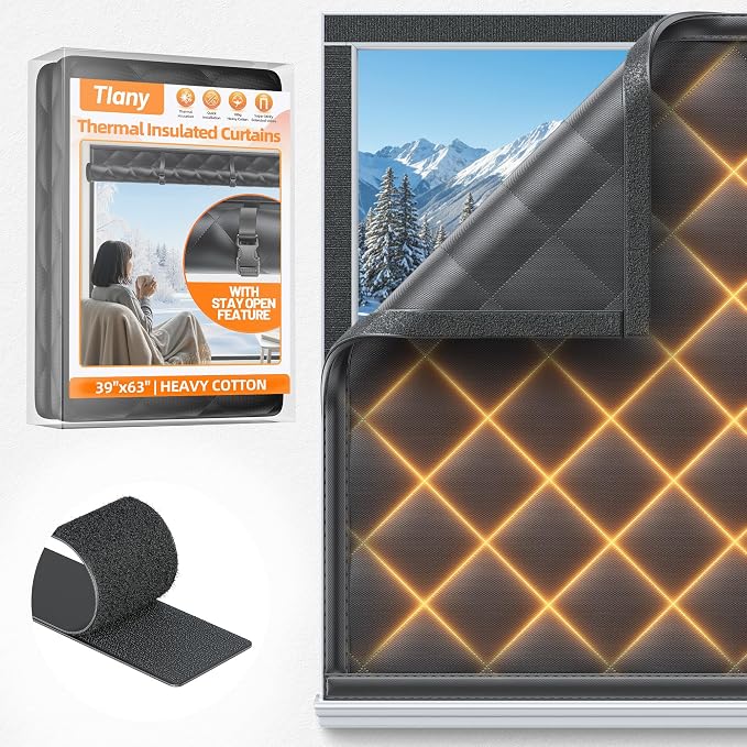 Window Insulation Kit for Winter 39"x63" Cold Weather Thermal Curtain by Tlany