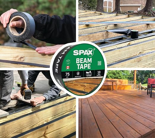 SPAX 3-1/4" x 75' Deck & Flashing Tape Waterproof Beam & Ledger Board Tape - Image 3