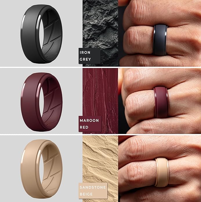 ThunderFit Men's Silicone Rings 10mm Wide 2.5mm Thick Rubber Bands, Breathable, Variety Multipack 1-10