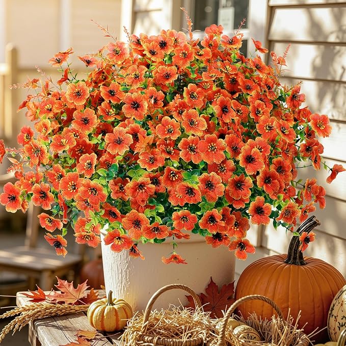 SHareconn 48Pcs Artificial Fall Flowers UV Resistant Fake Mums - Image 4