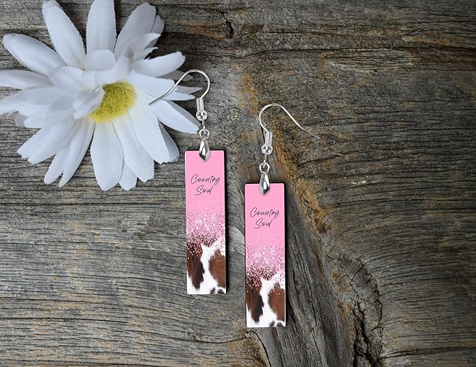 Earrings Handmade Bar Wood Earrings Light Weight Printed Image Dangle Earring Jewelry