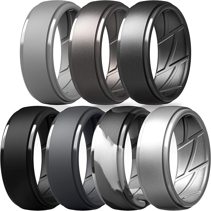 ThunderFit Men's Silicone Rings 10mm Wide 2.5mm Thick Rubber Bands, Breathable, Variety Multipack 1-10