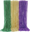 Mardi Gras Beads Necklaces, 33 Inch Plastic Beads for Party Favors, Festival Decorations, Parade Throws, Christmas, St. Patrick's Day Celebrations