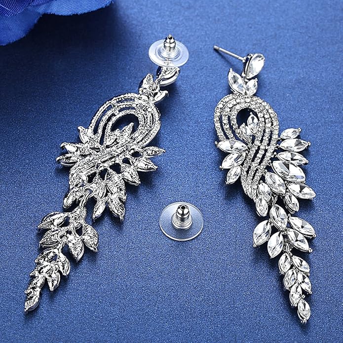 mecresh Marquise Crystal Bridal Chandelier Dangle Drop Earrings Ladies Gifts in Silver/Gold Tone