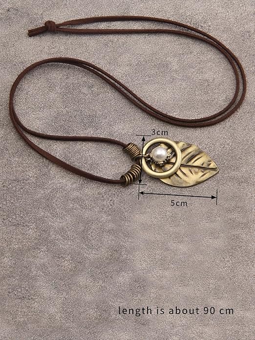GelConnie Boho Necklaces for Women Vintage Silver Circles Long Pendant Necklace Cowgirl Sweater Necklace Adjustable Leather Choker Necklace for Women