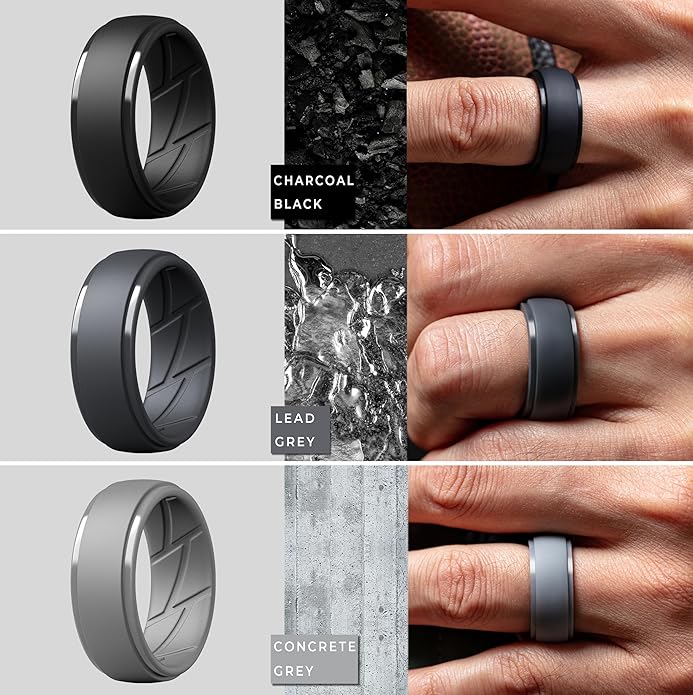 ThunderFit Men's Silicone Rings 10mm Wide 2.5mm Thick Rubber Bands, Breathable, Variety Multipack 1-10