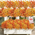 Alupssuc 96 Bundles Artificial Fall Flowers, UV Resistant Faux Mums Porch | by Alupssuc