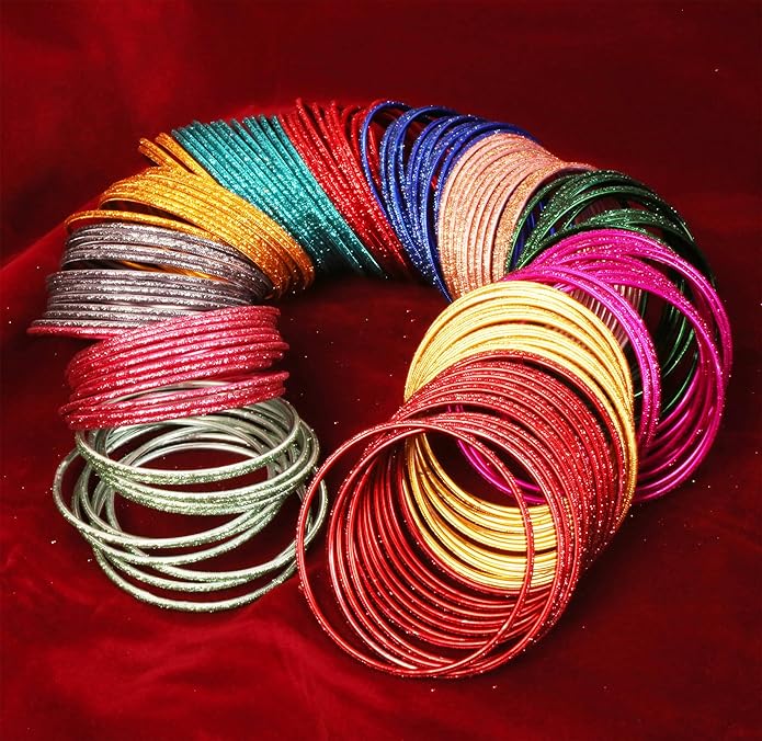 Touchstone indian bangles bracelets for women colorful churiyan set return gifts jewelry chudiya bulk pack bollywood metal bangle sets 12 textured vintage colors. Set of 144