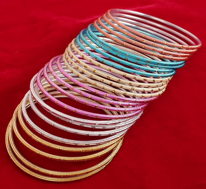 Touchstone indian bangles bracelets for women colorful churiyan set return gifts jewelry chudiya bulk pack bollywood metal bangle sets 12 textured vintage colors. Set of 144