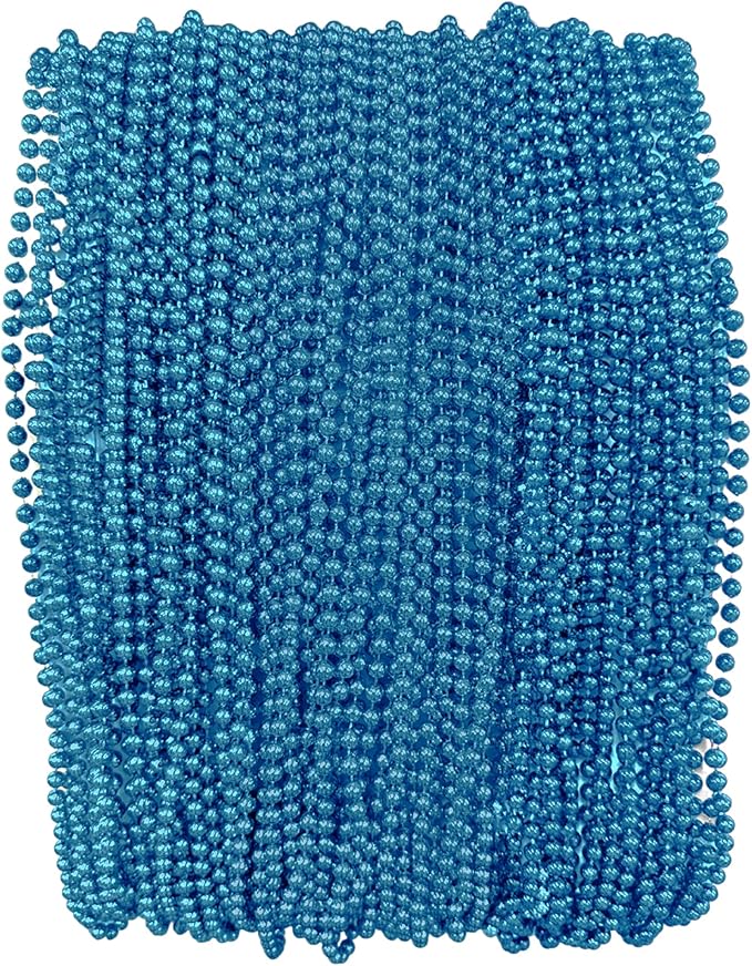 THE MARDI GRAS KREWE - Beads Necklaces Mardi Gras 72 Pack, 6 Dozen 33" 7mm - Party Favors, Parades, Bulk Decorations, Costumes, Festivals, Events - Turquoise