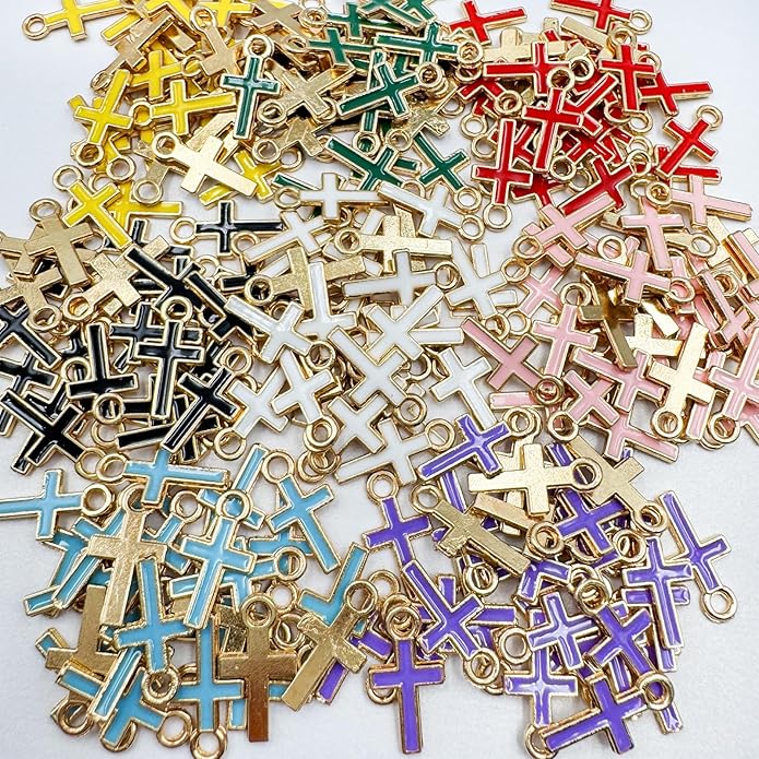 Zirconia Crystal Rhinestone Cross Charms for Jewelry Making Bracelet Necklace Choke Earring Pendant Key Chain Craft Supplies DIY Accessories