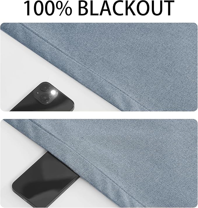 RYB HOME 100% Blackout Short French Door Linen Curtain - Image 2