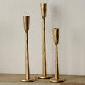 Gold Iron Taper Candle Holder Set of 3, Heavy Wrought Iron Candlestick Holders by Unknown