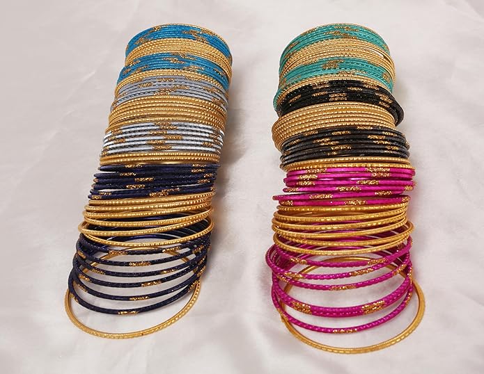 Touchstone indian bangles bracelets for women colorful churiyan set return gifts jewelry chudiya bulk pack bollywood metal bangle sets 12 textured vintage colors. Set of 144
