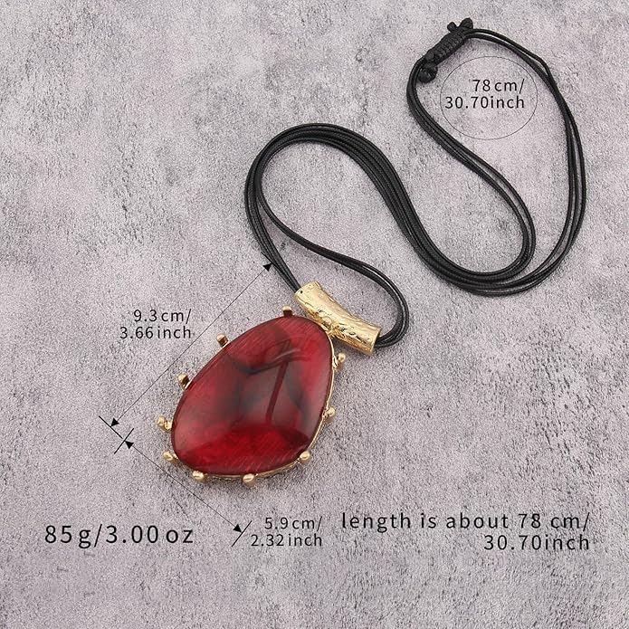 GelConnie Leather Necklace for Women Large Pendant Long Brown Necklace Circle Leather Choker Vintage Sweater Necklace Gold Chunky Boho Necklaces for Women