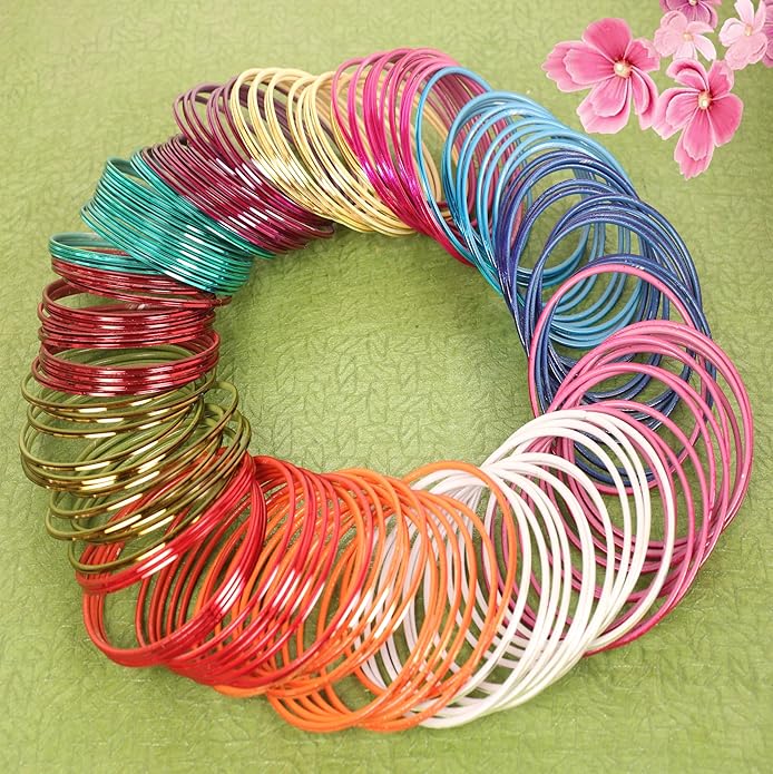 Touchstone indian bangles bracelets for women colorful churiyan set return gifts jewelry chudiya bulk pack bollywood metal bangle sets 12 textured vintage colors. Set of 144