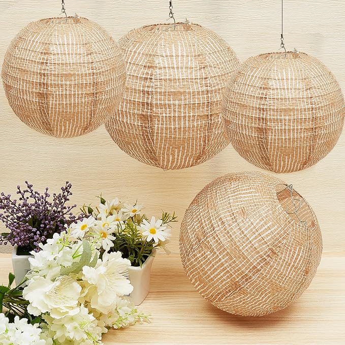 24 Pcs Print Burlap Paper Lanterns Classroom Decor, 8/10/12 Inch | Boho Hanging - Image 4
