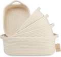 NaturalCozy 5-Piece Rectangle Storage Basket Set- Natural Cotton Rope Woven by NaturalCozy
