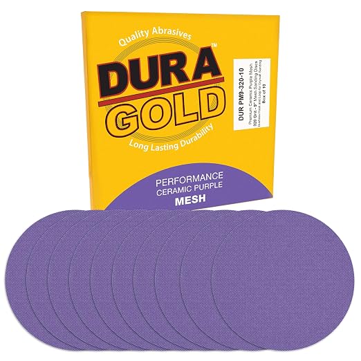 Dura-Gold Premium 320 Grit 9" Purple Ceramic Mesh Sanding Discs, Box of 10 by Dura-Gold