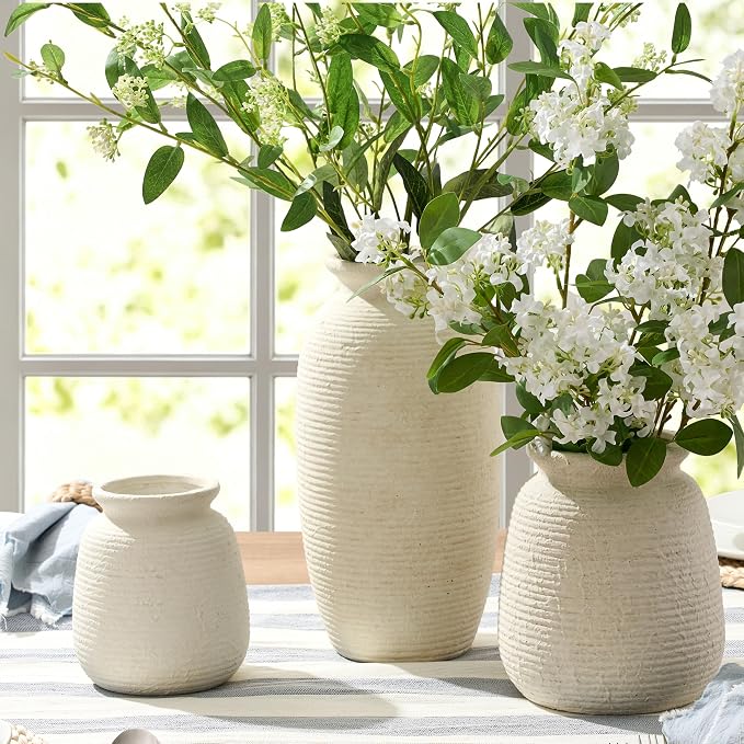 Ceramic Flower Vases Home Decor, Rustic Farmhouse Decorative Vase Pottery - Image 5