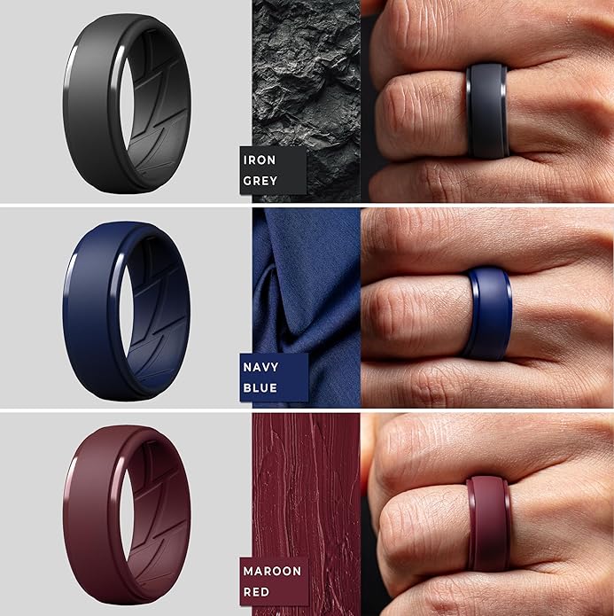 ThunderFit Men's Silicone Rings 10mm Wide 2.5mm Thick Rubber Bands, Breathable, Variety Multipack 1-10