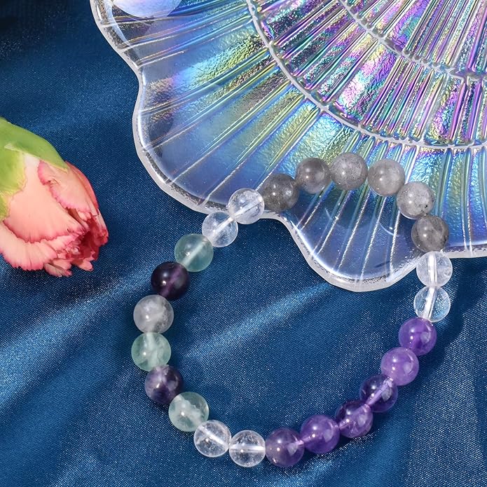 Strong Healing Crystal Bracelet 8MM Genuine Stone Bracelet Lucky Beaded Bracelet Chakra Bracelet 6.5 inch Positive Energy Inspirational Gifts for Women Mom