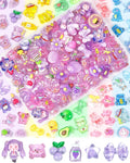 100PCS FIVEIZERO Cute Slime Charms Bulk Set – Kawaii Flatback Resin Charms for Crafts, Mini Decoden Acrylic Embellishments for Phone Junk Cases, Scrapbooking & DIY Decoration (Purple)