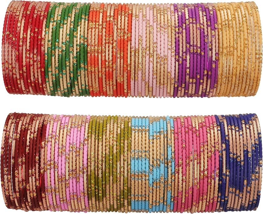 Touchstone indian bangles bracelets for women colorful churiyan set return gifts jewelry chudiya bulk pack bollywood metal bangle sets 12 textured vintage colors. Set of 144